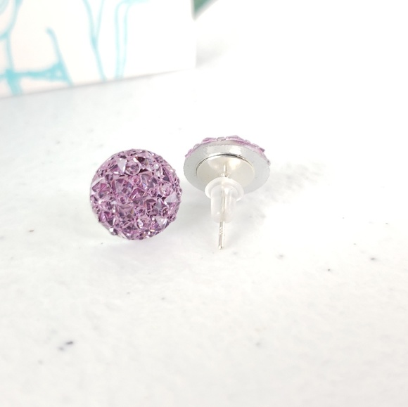 Lavender Acrylic Druzy Stud Earrings - Picture 2 of 7